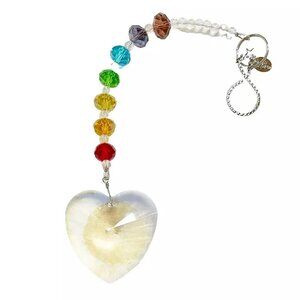 Kirks Folly RAINBOW BRIDGE 8" SHIMMER SUNCATCHER CRYSTAL HEART ORNAMENT